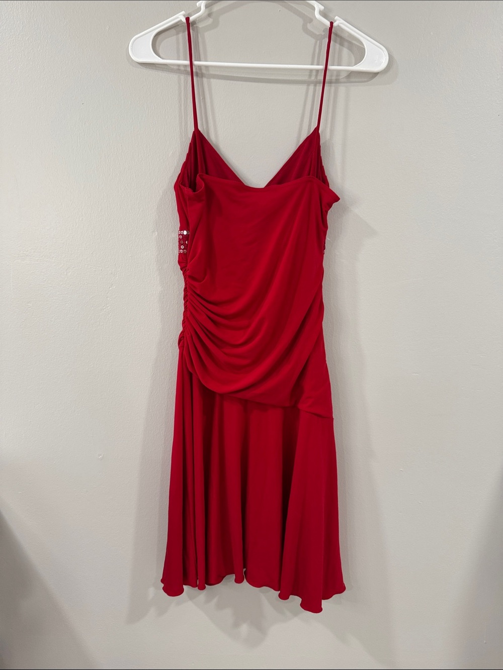 Y2K vintage City Triangles Red Spaghetti-Strap Dress with Sequin Band fairy - Picture 3 of 4